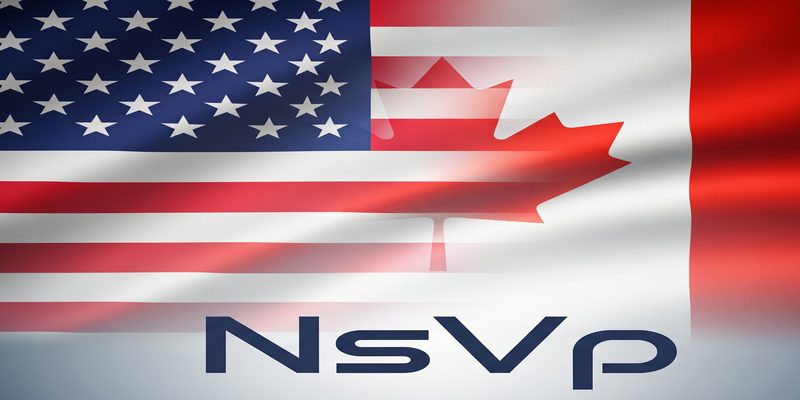 NsVp over the American and Canadian flags